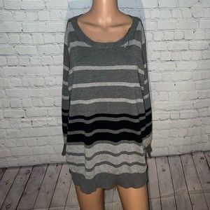 Joseph A Gray & Black Striped long sleeve shirt size 3X